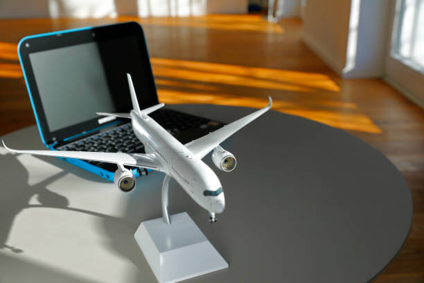 istock Planning a flight with aircraft scale model at home. 1130245879