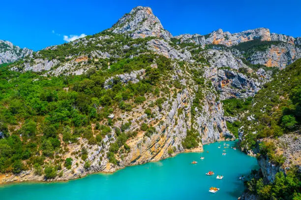 Photo of St Croix Lake and boating in the Verdon gorge, France