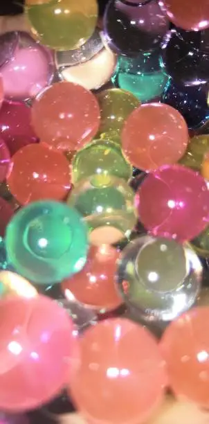 Multicolored gel balls.