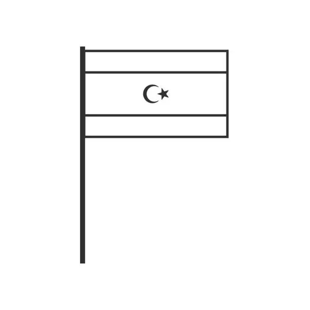 Vector illustration of Libya flag icon in black outline flat design