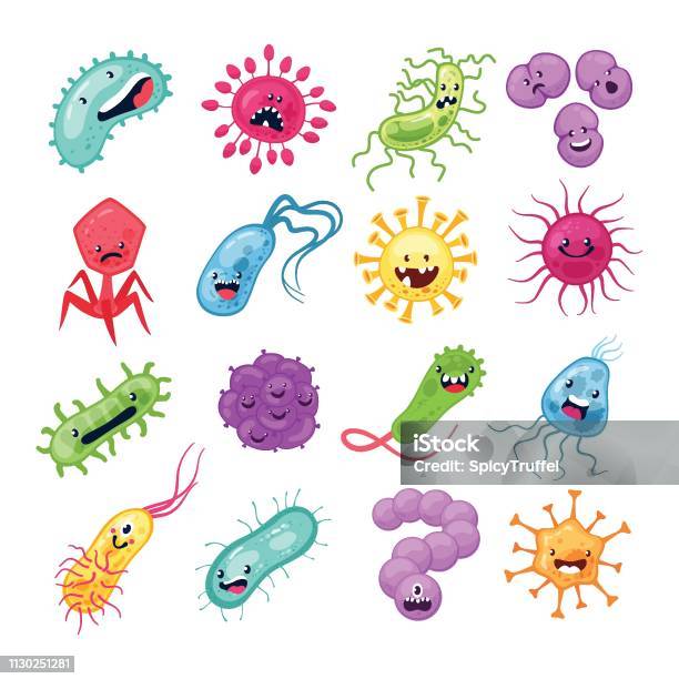 Virus Characters Funny Viruses Biological Allergy Microbes Epidemiology  Bacterial Infection Germ Flu Microbiology Cartoon Vector Stock Illustration  - Download Image Now - iStock