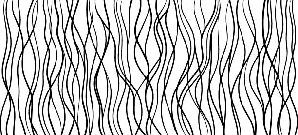 illustrazioni stock, clip art, cartoni animati e icone di tendenza di motivo ondulato disegnato a mano. strisce di doodle verticali, sfondo a onde astratte senza cuciture, panno di bambù. texture vettoriale in legno - seamless bamboo backgrounds textured