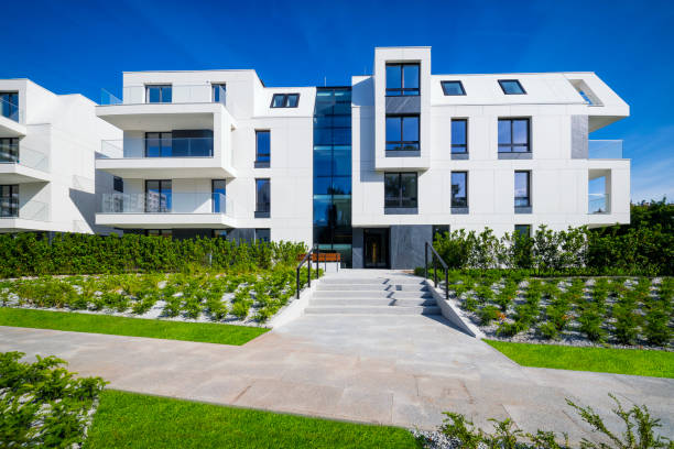 istock New modern complex of apartment buildings with white facade 1130251302