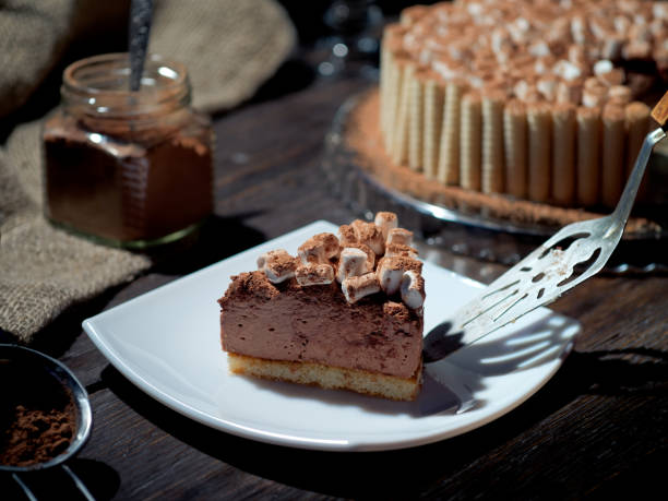 自家製チョコレート チーズケーキ - chocolate cheesecake ストックフォトと画像