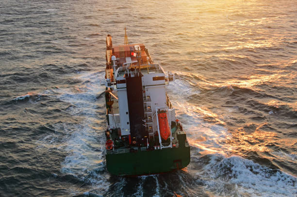 istock Aerial view of a Cargo ship at sea 1130253700