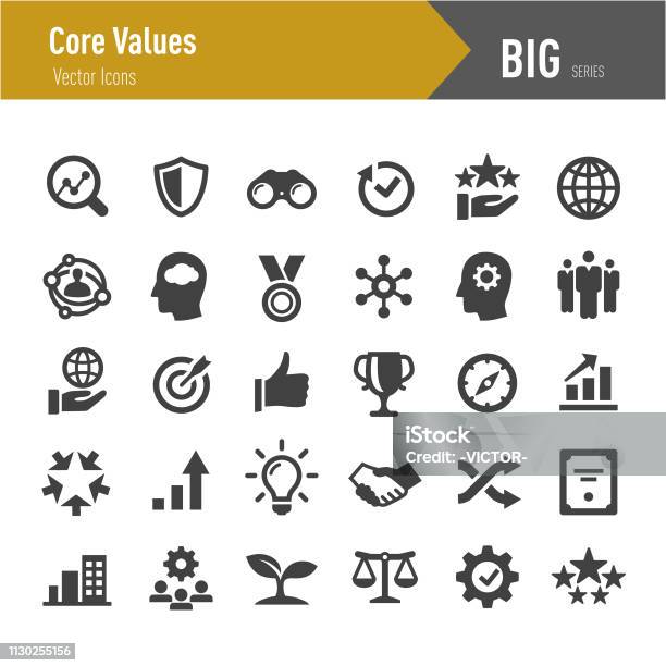 Core Values Icons Big Series Stock Illustration - Download Image Now - Icon, Business, Honesty
