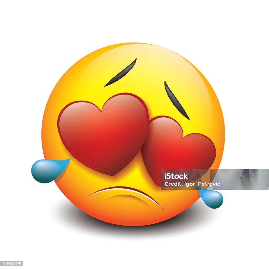 Cute Crying Sad Emoticon In Love Emoji Smiley Vector Illustration ...