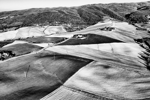 Aerial view of Chianti region landscape, Tuscany, Italy