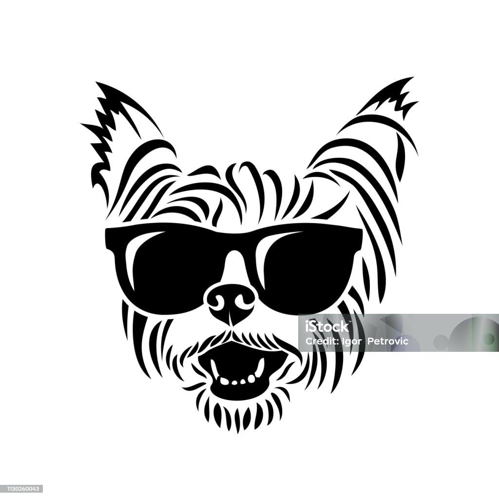 Yorkshire terrier wearing sunglasses - Yorkie - isolated vector illustration Yorkshire terrier wearing sunglasses - Yorkie Dog stock vector