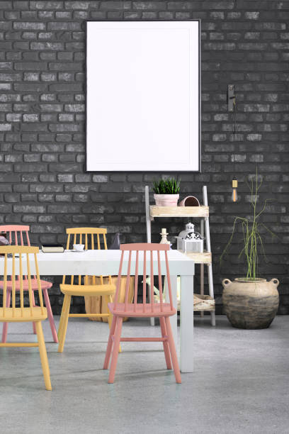 istock Nordic style apartment dining room with picture frame template 1130261443