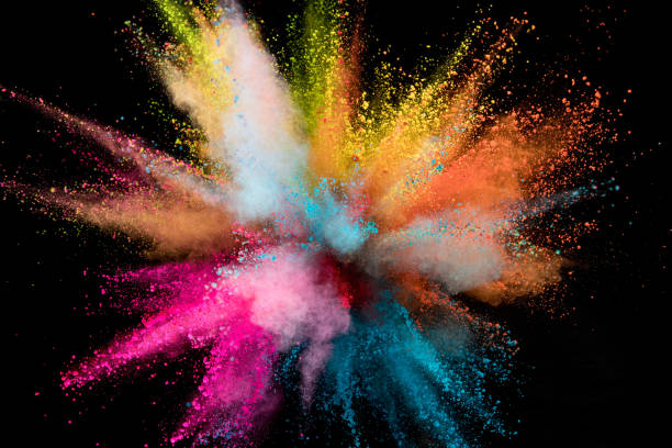 istock Explosion of colored powder on black background 1130261458