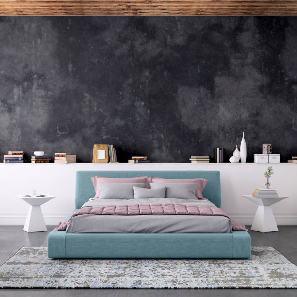 istock Modern bedroom interior with blank wall for copy space 1130261474