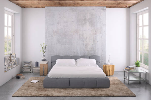 istock Modern bedroom interior with blank wall for copy space 1130261479