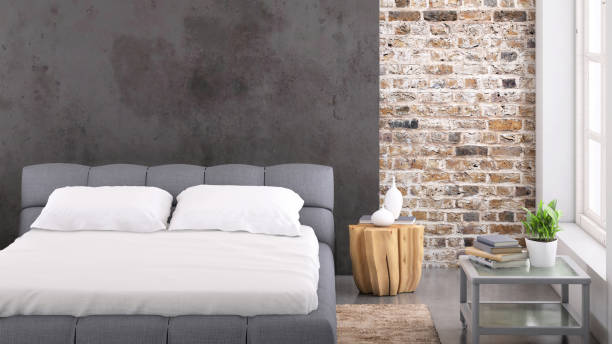 istock Modern bedroom interior with blank wall for copy space 1130261480