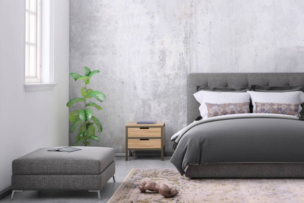 istock Modern bedroom interior with blank wall for copy space 1130261506