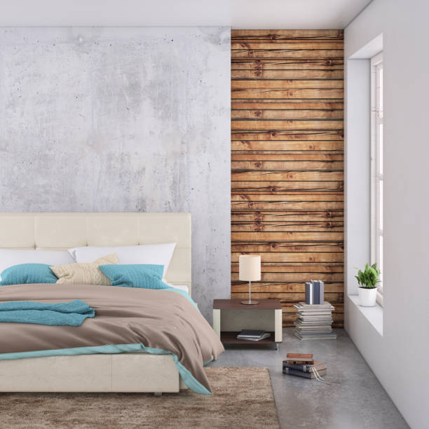 istock Modern bedroom interior with blank wall for copy space 1130261507