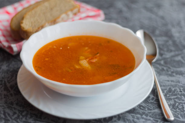 istock fresh Solyanka soup on a gray background 1130267677