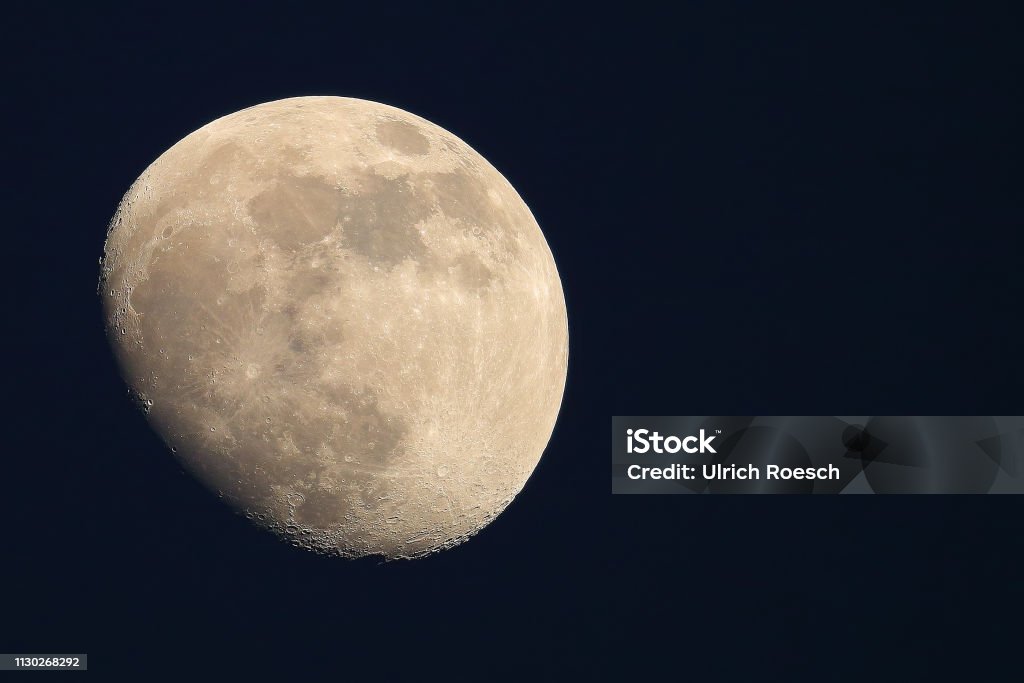 Moon The waxing moon on February 16, 2019 Moon Stock Photo