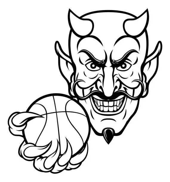 Vector illustration of Devil Basketball Sports Mascot