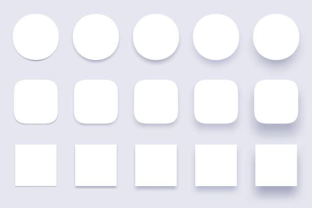 illustrations, cliparts, dessins animés et icônes de bouton d’ombres. ombre de forme simple, clair boutons badges et matériel divers formes ombres isolé jeu de vecteur réaliste 3d - interface icons internet label banner