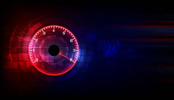 Vector illustration of Speed motion background with fast speedometer car. Racing velocity background.