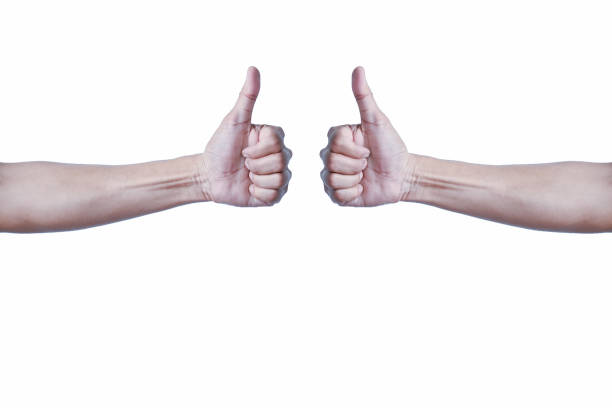 istock Mans are playing rock paper scissors isolated on white background 1130282662
