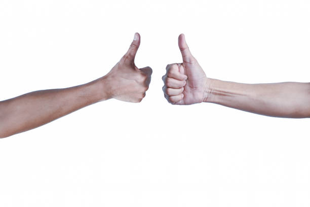 istock Mans are playing rock paper scissors isolated on white background 1130282667