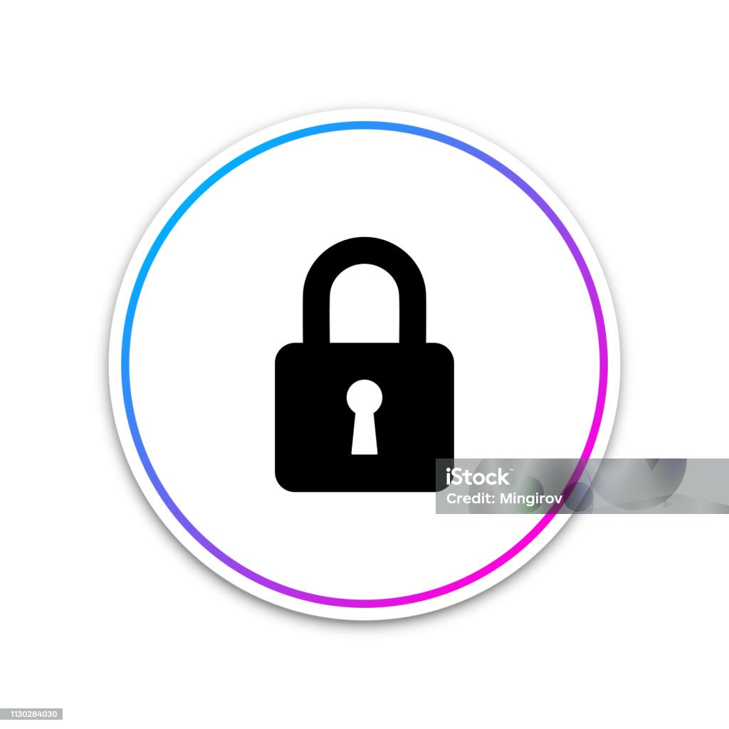 Lock icon isolated on white background. Circle white button. Vector Illustration Abstract stock vector