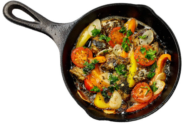 Sardine ajillo, skillet dishes Sardine ajillo, skillet dishes skillet cooking pan photos stock pictures, royalty-free photos & images