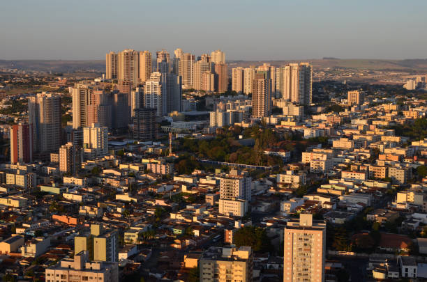Aerial view of the urban landscape with buildings Aerial view of the urban landscape with buildings in the background on sunset Ribeirão Preto ribeirão preto stock pictures, royalty-free photos & images
