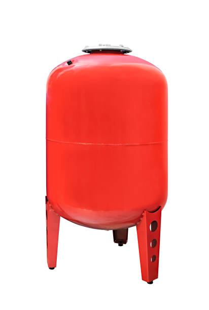 istock Water filter for the pool or water supply, Filter unit for cleaning water from mechanical impurities, red metal tank. 1130286847