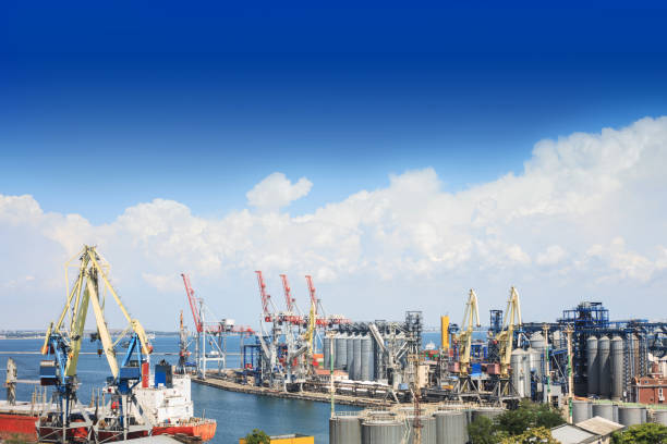 istock Container ship in export and import business and logistics. Shipping cargo to harbor by crane. 1130288715