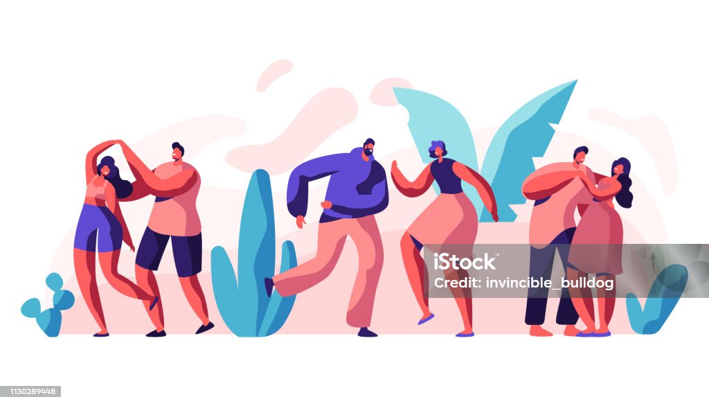 Boyfriend Girlfriend Couple Dance Together Set Male And Female Partner Have  Fun Dancing Active Leisure Template Collection Of Man Woman Stand In Funny  Pose Flat Cartoon Vector Illustration Stock Illustration - Download