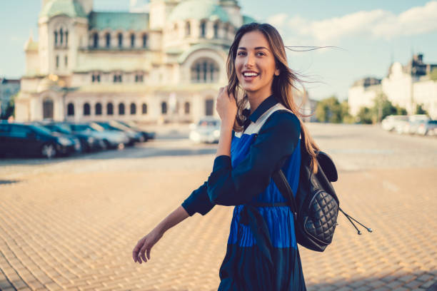 istock Tourist woman exploring Europe 1130290004