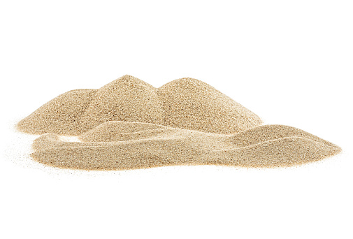 Sand isolated on a white background, sand dunes.