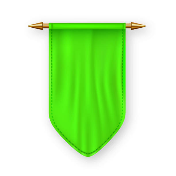 istock Green Pennat Flag Vector. Award Background. Competition Element. Victory, Winner. Heraldic 3D Realistic Isolated Illustration 1130292036