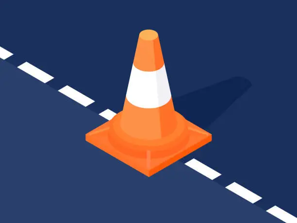 Vector illustration of Orange traffic cone