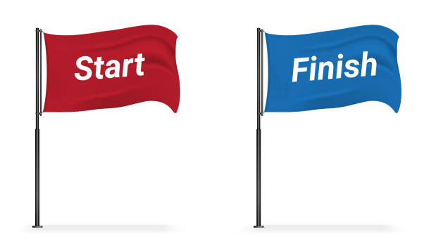 istock 3D Mock up Realistic Flag Display Start and Finish for Sport Exhibition on white Background Illustration 1130292210