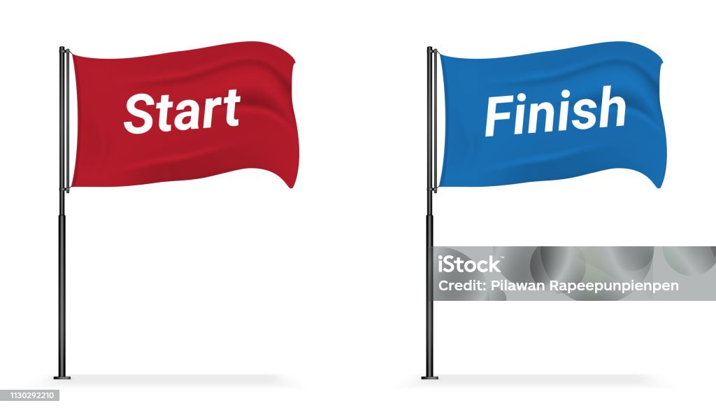 3D Mock up Realistic Flag Display Start and Finish for Sport Exhibition on white Background Illustration vector Flag stock vector