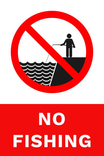 znak no fishing. wektor - no fishing stock illustrations