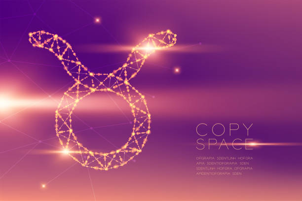 ilustrações de stock, clip art, desenhos animados e ícones de taurus zodiac sign wireframe polygon futuristic bokeh light frame structure and lens flare, fortune teller concept design illustration isolated on purple gradients background with copy space - pattern information medium technology backgrounds