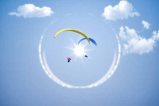 Paragliding, Tandem, Sky, Adventure, Aircraft Wing