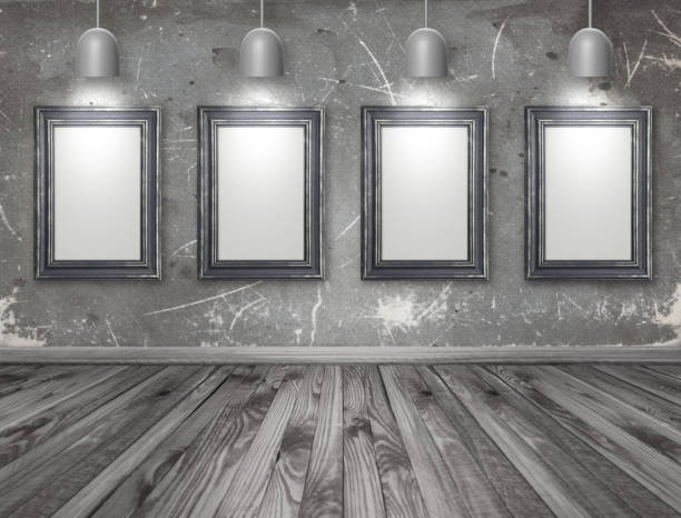 istock Interior with empty photo frame and chandelier 1130299260