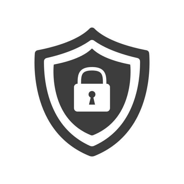 ilustrações de stock, clip art, desenhos animados e ícones de shield security with lock symbol. - lock icon