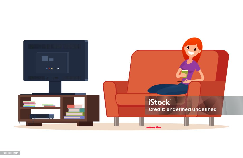 Ilustración de Joven Mujer Feliz Es Ver Tv Ilustración De Vector Estilo Plano Estilo De Dibujos Animados y más Vectores Libres de Derechos de Adulto - iStock Ilustración de Joven Mujer Feliz Es Ver Tv Ilustración De Vector Estilo Plano Estilo De Dibujos Animados y más Vectores Libres de Derechos de Adulto - iStock