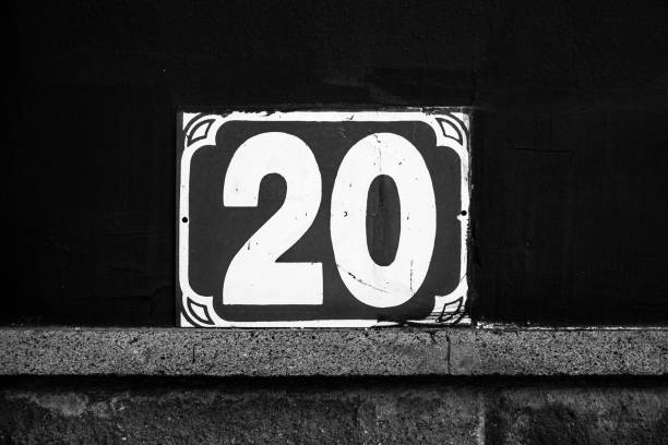 istock Black white door number twenty (20) 1130300256
