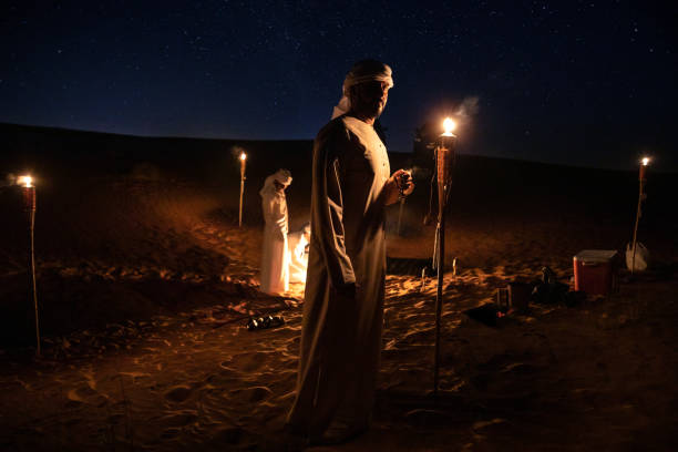 istock Arabs camping at night in the desert 1130301663
