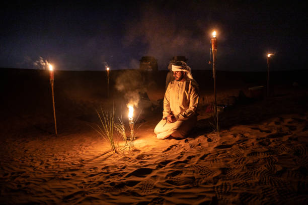 istock Arabs camping at night in the desert 1130301706