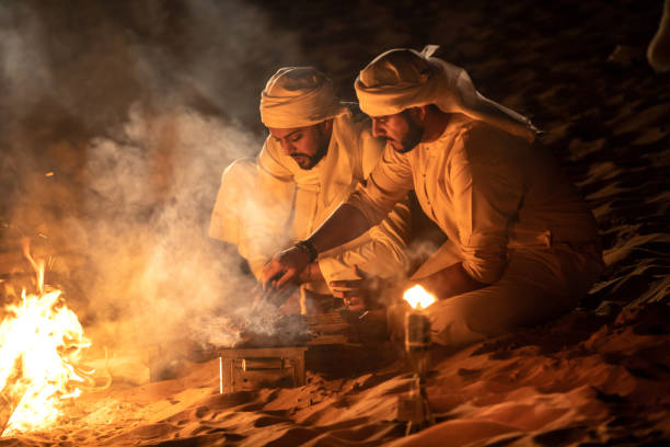 istock Arabs camping at night in the desert 1130302009