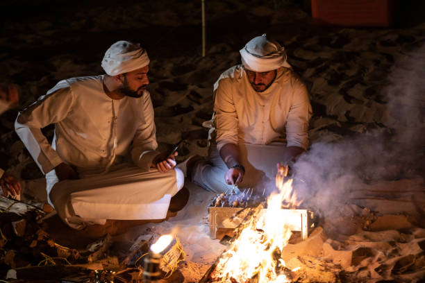 istock Arabs camping at night in the desert 1130302071